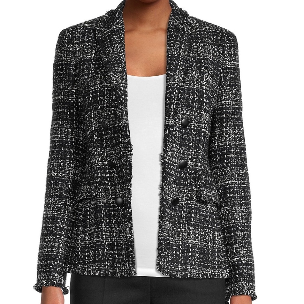 Akris Punto Tweed Mock Double-Breasted Blazer New With Tags